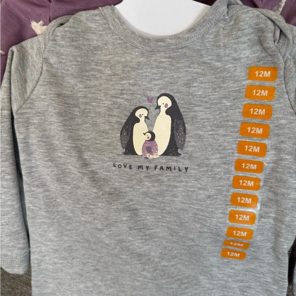 NWT Carter's Penguin Pajama Set - Gray and Purple